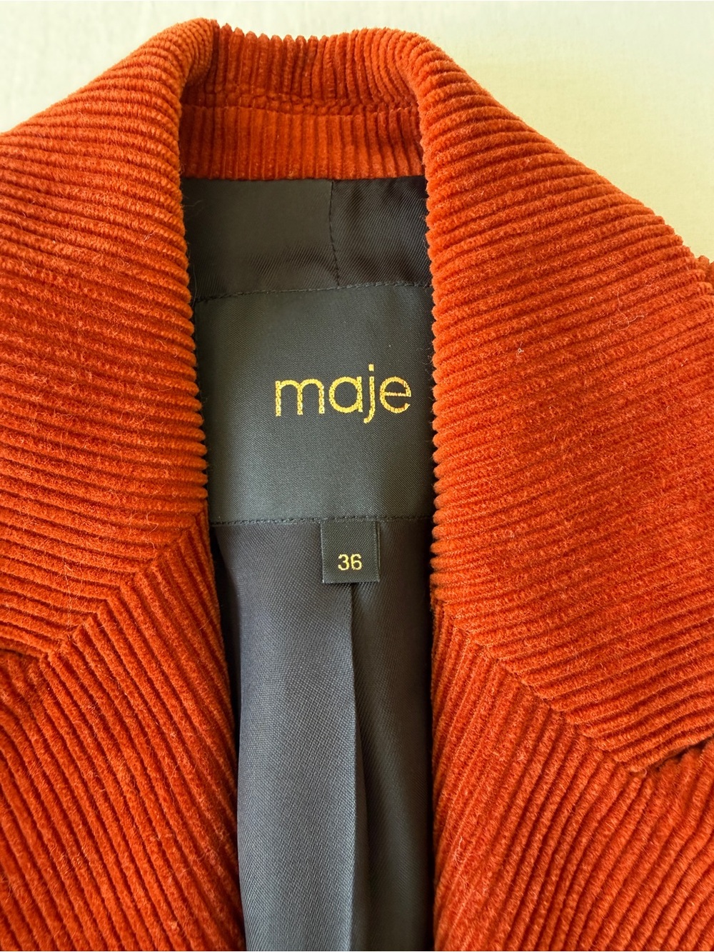 Maje Caramel Corduroy Blazer Size 36 EU / US 2 - Picture 3 of 6